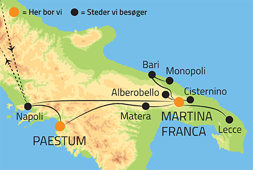 Kort over rejsen et syditaliensk eventyr